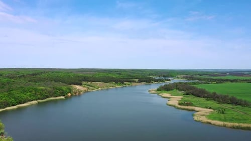 Picturesque pond from a bird's eye view.