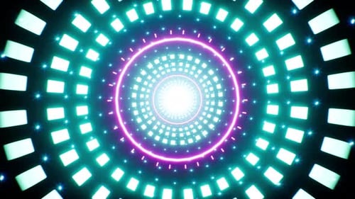 Vj Blue Glitter Neon Tunnel 4K Loop