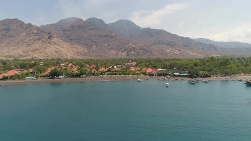 Tropical Landscape with Mountains Beach