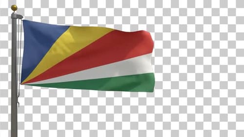 Seychelles National Flag Waving in Realistic Wind