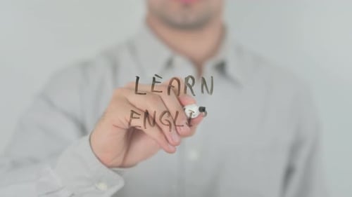 Writing Learn English With Marker On Glass