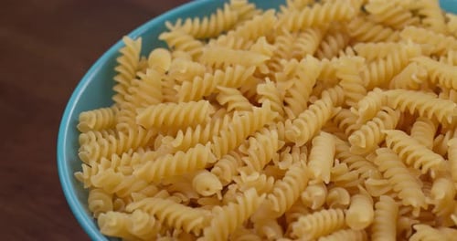 Dry uncooked fusilli close up