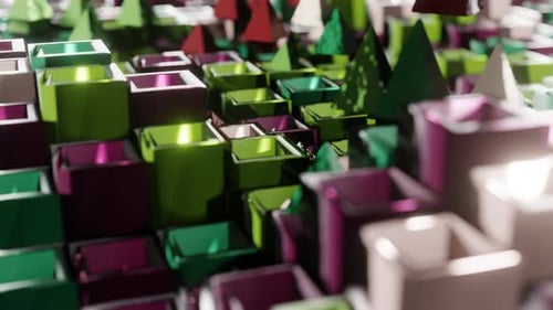 Abstract Waving Multicolor Metal Glass Geometric VJ Loop