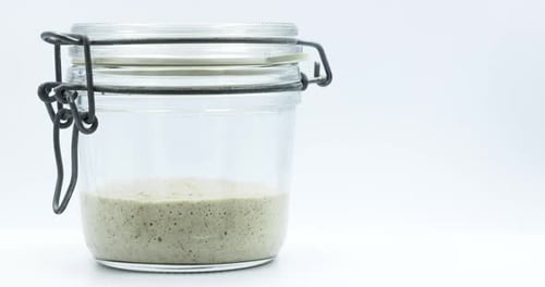 Close Up Of Sourdough Starter Rising
