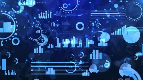 Financial business chart with diagrams, stock numbers, profits and losses, bar graphs