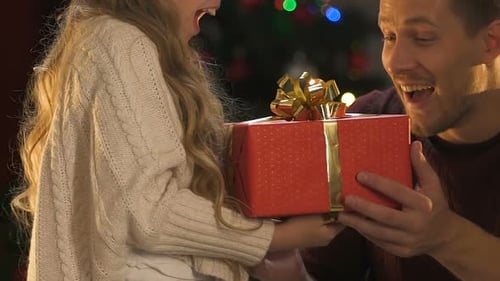 Child Giving Present to Father for Christmas