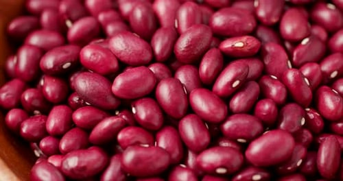 Red Kidney Beans Filling a Wooden Bowl