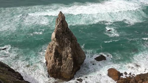 Sea Waves and Rocks in Portugal