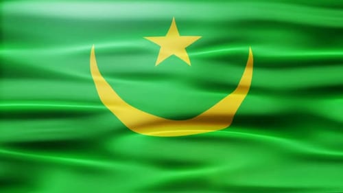 Mauritanian National Flag Waving Seamlessly