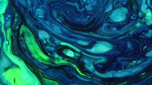 Abstract Swirling Fluids in Blue, Teal, and Green