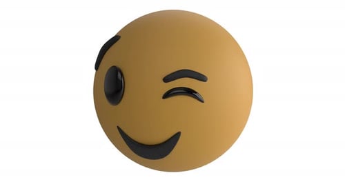Animated 3D Winking Emoji Face Icon