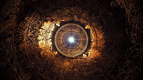 Elegant Golden Floral Ornate Circular Pattern Background Loop