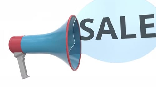 3D Megaphone Announcing Sale Speech Bubble Animation