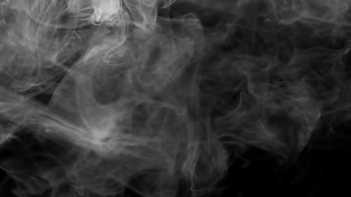 Billowing White Smoke on Black Background