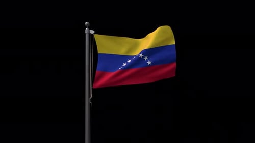 Venezuela Flag Waving Animation on Black Background