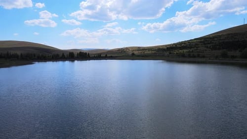aerial view of lake and landscape