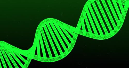 Glowing dna structure against green background