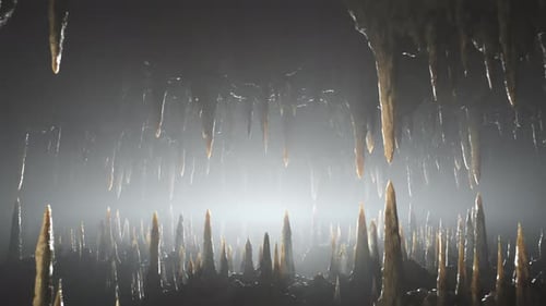 Journey through an underground cave full of stalactites and stalagmites. 4KHD