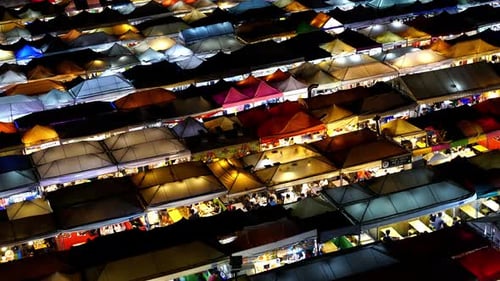 Train Night Market Ratchada (Talad Rot Fai) at night in Bangkok, Thailand