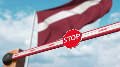 Animated Barrier Arm with Stop Sign Opening by Waving National Flag
