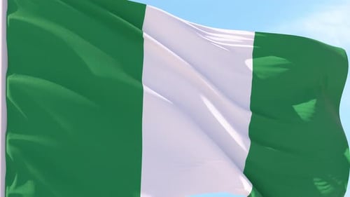 Realistic Nigeria National Flag Waving in the Wind