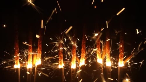 Sparklers Burning in the Dark