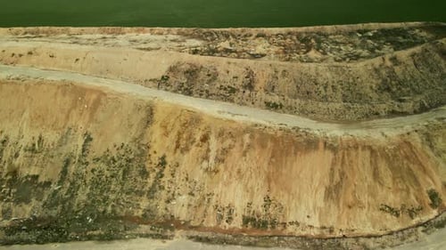 Aerial View of Arid Landscape Earthworks Site