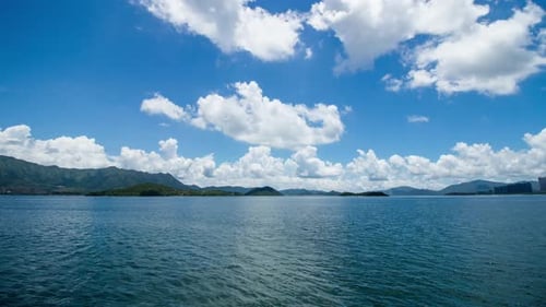 Sunshine blue sky with white cloud and sea