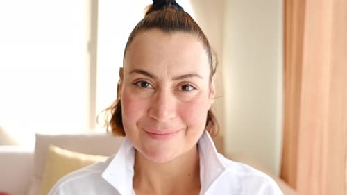 Smiling Woman Close Up Indoor Portrait