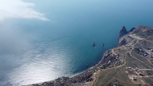 High Above the Thick Fog Like Beautiful Ocean of Clouds at Sunrise