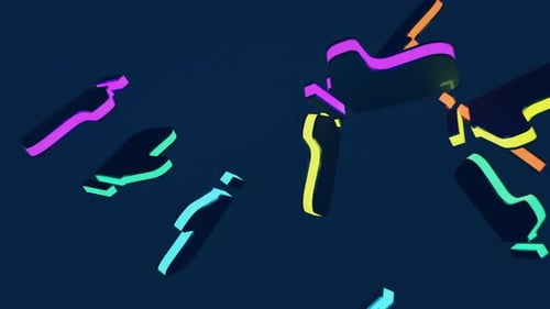 Floating Neon Thumbs Up and Down Icons