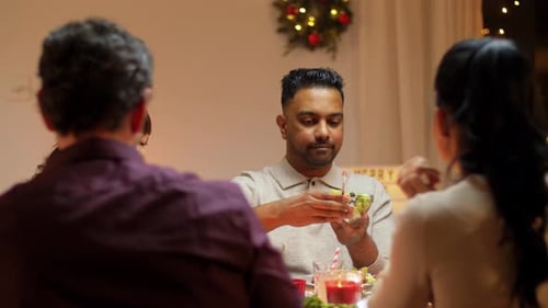 Friends and Family Gathering for Holiday Meal