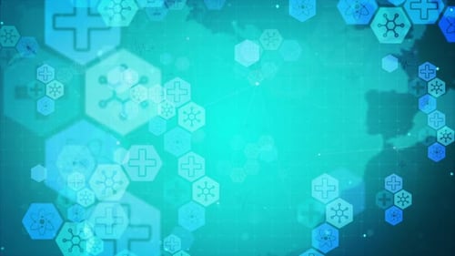 Animated Medical Science Background with Geometric Icons