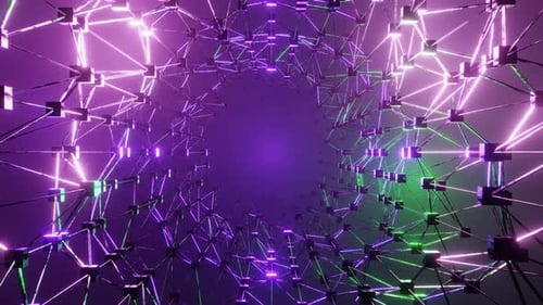 HD Flight in Abstract Sci-Fi Tunnel | Futuristic Technology Motion Graphics Loop