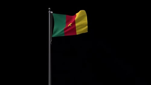Cameroon National Flag Waving in Realistic Wind Animation