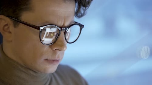 Internet User Face While Browsing Social Feed Online