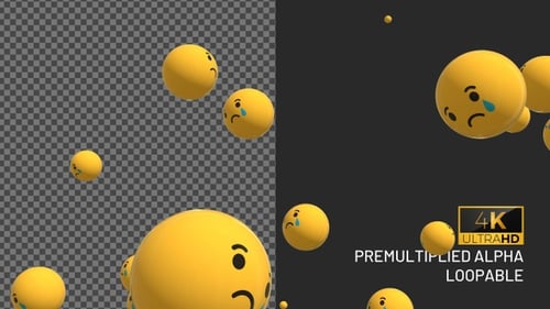 Animated 3D Crying Emojis Background Loop