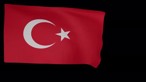 Fluid Waving Flag of Turkey with Alpha Channel