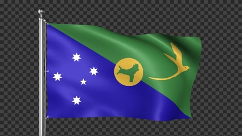 Waving Christmas Island Flag Animation with Alpha Channel