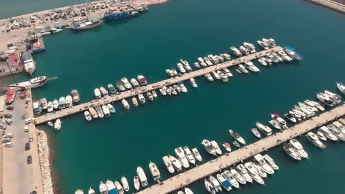Luxury yachts moored in bay of Antalya, Turkey.