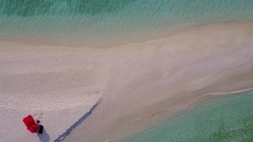 Romantic travel of tropical coast beach by blue lagoon and sand background near palms