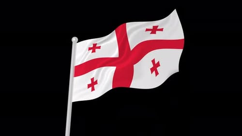 Georgia Flag Waving Animated Black Background