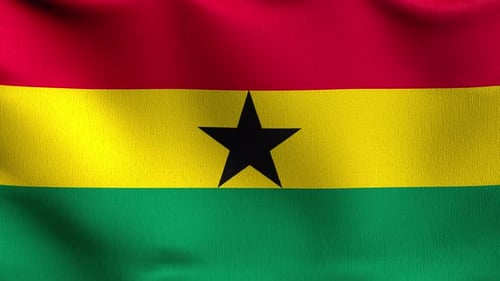 Close Up of the Flag of Ghana Waving