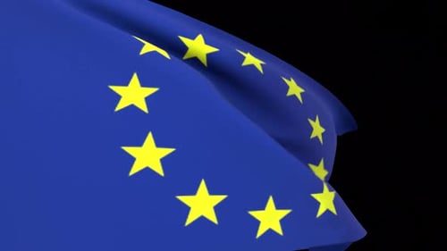 European Union Flag Waving Realistic Loop Animation