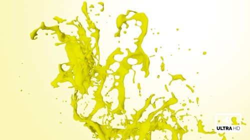 Dynamic Yellow Fluid Splatter Animation with Alpha Channel