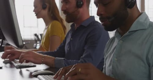 Young creative professionals working in a modern office