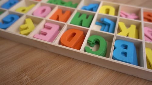 Alphabet Blocks in Compartment Box for Early Learning
