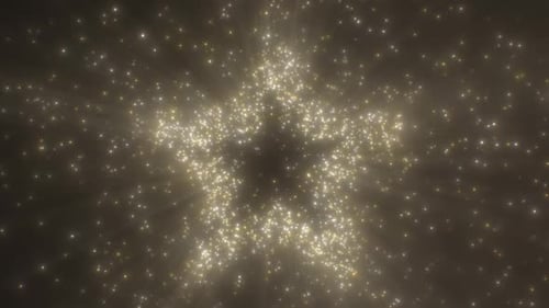 Golden Glowing Star Shape Abstract Light Shine Particles Sparkle 3D