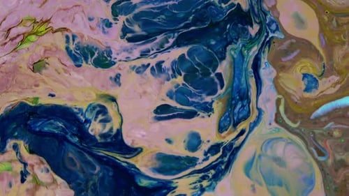 Abstract Liquid Patterns of Blue, Pink and Gold