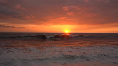 Amazing Ocean View Sunset. Panorama of Beautiful Sunset on the Ocean.